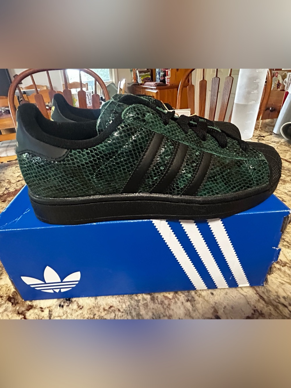 NIB adidas Superstar II Green/Gold/Black Snakeskin Sneakers Womens 6.5 Soccer
